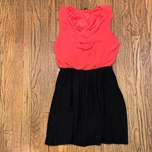 Express cowl neck short dress - pink and black